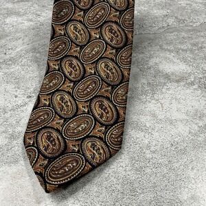 J. Gallery Tie Mens One Size Brown Gold Paisley Woven Classic Dress Necktie